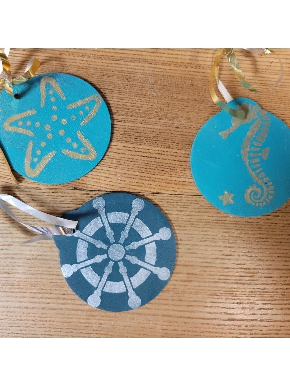Handpainted Wood Nautical Christmas Ornaments